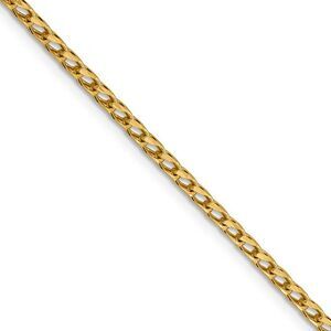 2.45mm 14k Yellow Gold Diamond Cut Open Franco Chain Necklace, 24 in